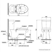 TOTO CS350DW6 – Bồn cầu thông minh nắp rửa điện tử TCF6531Z