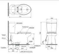 TOTO CS351DW6 – Bồn cầu thông minh nắp rửa điện tử TCF6531Z