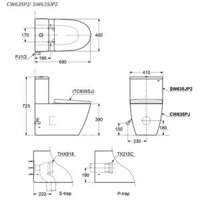 TOTO CW635PJWS – Bồn cầu 2 khối nắp êm