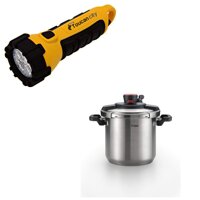 Toucan City LED Flashlight and T-fal 8 qt. Stainless Steel Stove Top Pressure Cooker with Steam Basket P4500936