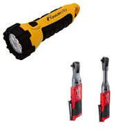 Toucan City LED Flashlight and Milwaukee M12 FUEL 12-Volt Lithium-Ion Brushless Cordless 3/8 in. Ratchet and Extended Reach Ratchet Combo Kit (Tool...