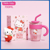 Toxicla25sanrio Thermos 700 ml / 1200 ml Thép không gỉ Kuromi Hello Kitty Phim hoạt hình siêu cao Bộ giữ nhiệt có tay cầm và hộp Cốc giữ nhiệt Quà tặng Giáng sinh hoa