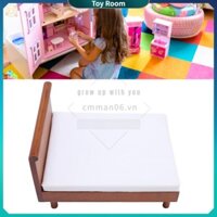 ToyRoom Giường búp bê bằng gỗ 1:12 Đồ nội thất thu nhỏ mô phỏng cao thực tế chi tiết để trang trí nhà
