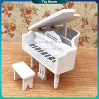 ToyRoom Mini Mô Phỏng Grand Piano Bằng Gỗ Có Ghế Đẩu Cho 1:12 Nhà Búp Bê Phụ Kiện