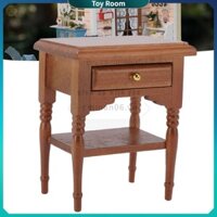 ToyRoom Tỉ Lệ 1:12 Nhà Búp Bê Đầu Giường Thu Nhỏ Bàn Đầu Giường Gỗ Hạt Dẻ Tủ Đồ Nội Thất Cho Phụ Kiện
