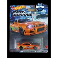 Toysk xe mô hình tĩnh Nissan Skyline GTR (R34) hotwheels Premium Cam tỷ lệ 1:64