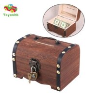 [Toysmith] Hộp Gỗ Cổ Điển Heo Đất Tổ Chức Hộp Tiết Kiệm Có Khóa Cho Phòng Ngủ Gia Đình Phòng Khách