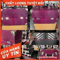 TP Cốp đựng đồ trang điểm chuyên nghiệp - phụ kiện cưới Giang - màu tím da trăn simili