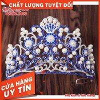 TP Vương miện cô dâu xanh biển đính hạt trai