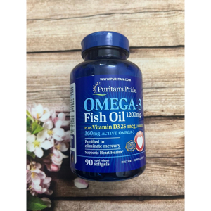TPCN Puritan's Pride Omega-3 Fish Oil 1000 mg - Viên uống dầu cá nâng cao sức khỏe tim mạch và hệ miễn dịch