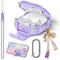 Tpu Switch Bảo Vệ Chân Đế Giá Đỡ Điện Thoại Dành Cho Samsung Galaxy Buds FE Buds2 Pro Buds 2 Pro Case Sợi Carbon Thiết Kế Khóa An Toàn Cho Galaxy Buds Sống Với Móc Khóa Dễ Thương Carabiner