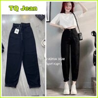 (TQ Jean) Quần baggy jean nữ lưng cao màu đen trơn chuẩn from hot girl