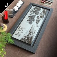 trà đá Ô Kim Ảnh Điêu Khắc Trang Chủ Lớn Thoát Nước Hải Tự Nhiên Toàn Bộ Khối Đen Bàn Trà Đá