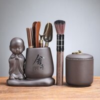 Trà đạo Lục quân tử sa cụ lông bàn kim clip 6 mảnh bộ phụ kiện pha trà bách khoa toàn thư