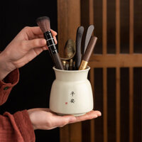 Trà đạo Trung Quốc Ru Kiln, Kẹp trà gỗ đen Ebony nguyên khối, thìa trà, chổi trà, phụ kiện bộ trà cao cấp, Ngàn dặm sông núi 78NZ