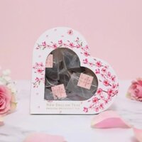 Trà đen New English Tea hộp trái tim màu hồng phấn hoa đào siêu xinh xắn hộp 10 túi trà lưới voan