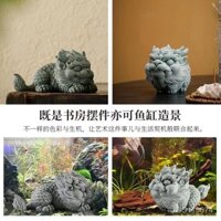 Trà Đồ trang trí cho thú cưng Đá sa thạch xanh Quái vật tốt lành Đá Kirin Khắc Trà Thú cưng Khắc Quà tặng văn phòng Nhà Máy tính để bàn Hộp quà tặng Thủ công