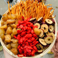 Trà đông trùng hạ thảo sấy khô thăng hoa 4 vị, kết hợp kỷ tử Ninh Hạ, táo đỏ Tân Cương, long nhãn Hưng Yên (Hộp 20 gói)