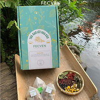 Trà Gạo Lứt  Hoa Cúc Fecven -  Giúp Thanh Lọc Cơ Thể, Giải Độc Gan, Giảm Mỡ Máu - Kiểm Soát Đường Huyết, Tăng Cường Miễn Dịch - 8 Thành Phần: Gạo Lứt Đỏ, Đậu Đen Xanh Lòng, Đậu Đỏ, Kỳ Tử, Hoa Cúc, Hoa Nhài, Cỏ Ngọt, Xạ Đen