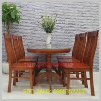[Trả góp 0%] Bộ Bàn Ăn Oval Gỗ Sồi 6 Ghế Màu Cánh Gián , bộ bàn ăn 6 ghế