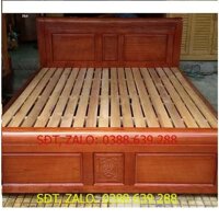 [Trả góp 0%] Giưởng ngủ gỗ xoan đào lào 1m6 kiểu hoa sen