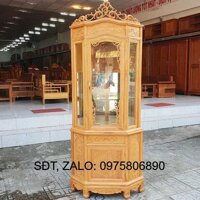 [Trả góp 0%] Tủ R ự u Góc Gỗ Gõ Đỏ Hàng Đẹp , tủ trưng bày , kệ góc gỗ gõ trang trí