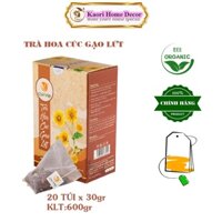 Trà hoa cúc gạo lứt Quê Việt hộp hộp 20 túi lọc 600gr - Thanh nhiệt, ngủ ngon, điều hòa huyết áp. Phân phối bởi Kaorihom