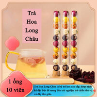 Trà Hoa Thảo Mộc Phổ Nhĩ Long Châu Nở Hoa Nhiều Hương Vị - Ống thuỷ tinh 25 gram các vị 10 viên