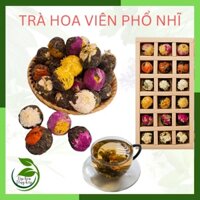 TRÀ HOA VIÊN PHỔ NHĨ ( hồng, mẫu đơn, bạch cúc, kim cúc, lài, bách hơp...) Hộp 18 viên