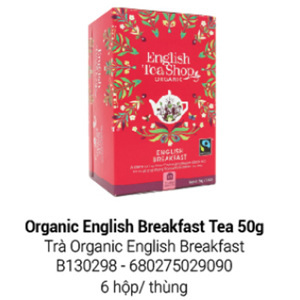 Trà Organic English Breakfast hiệu English Tea Shop 20 gói