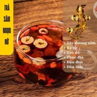 Trà Sâm Ngọc Nữ - Trà ML'S Mộc Linh hỗ trợ khí huyết với Tây Dương Sâm, dâu tằm, táo đỏ, kỷ tử, Thục địa, đậu đen.