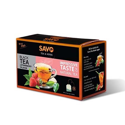 Trà SAVO Dâu (Strawberry Tea) - Hộp 25 Gói x 2g
