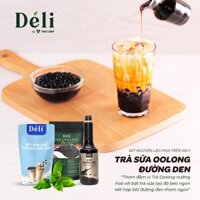 Trà sữa Oloong nướng sốt đường đen Déli [TẶNG KÈM TRÂN CHÂU Déli - COMBO 50 LY ] gồm 3 MÓN: 1KG Bột pha trà sữa cao cấp  500GR Trà Olong đặc biệt  siro Đường đen 1 LÍT  các quán hay dùng