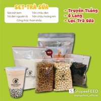 Trà sữa trân châu tự pha SET 15 LY THƯỢNG HẠNG  nguyên liệu làm trà sữa trân châu đen-hoàng kim, bột kem béo-hồng trà