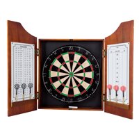Trademark Games TG Beveled Wood Pro Style Board and Dart Cabinet, Black