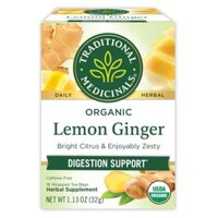 Traditional Medicinals, Organic Lemon Ginger digestion Support, 16 Wrapped Tea Bags