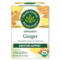 Traditional Medicinals, Organic ginger digestion support pleasantly spicy & warming, 16 Wrapped Tea Bags