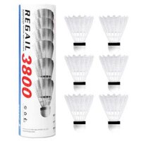 Trái cầu lông Regail Bền nhựa biston Shuttlecocks - White - 6pcs