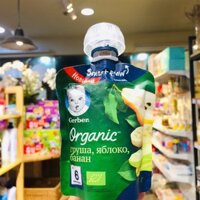 Trái Cây Nghiền Gerber organic Lê, chuối ,táo ( Túi 90g )