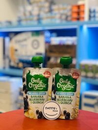 Trái cây nghiền Only Organic chuối, việt quất, hạt diêm mạch 6m+ (120gr)