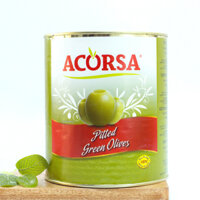 TRÁI OLIU XANH KHÔNG HẠT MEDIUM PITTED GREEN OLIVES HIỆU ACORSA 3.3KG