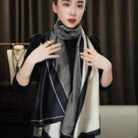 Trái Phải Nhiếp Chính Satin Khăn Dài Khăn Lụa Chống Nắng Khăn Đi Biển Khăn Kép @
