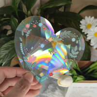 Trái Tim Cửa Sổ Clings Cho Chim Tấn Công Chống Va Chạm Chim Chống Dính Cầu Vồng Lăng Trụ PVC Đề Can Cửa Sổ Suncatcher Dán