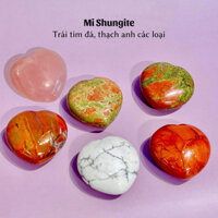 Trái tim đá thạch anh tự nhiên năng lượng cao thanh tẩy, đá thạch anh các loại, phong thủy reiki tarot thiền Mi Shungite