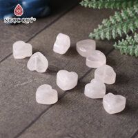 Trái tim đá thiên nhiên xỏ ngang làm vòng tay, mặt dây chuyền - Ngọc Quý Gemstones - Thạch anh hồng