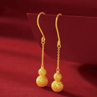 [Trái Tim Tím] Trang Sức Bông Tai Vàng Cát Việt Nam Bông Tai Dài Bầu May Mắn