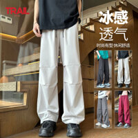 Trail Echo Nam Ice Silk Quần Mùa Hè Mỏng Nhanh Khô Rời Ống Rộng Quần Thẳng