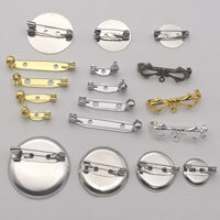 Trâm cài an toàn kim loại đồng khóa xoay huy hiệu hoa ngực có lỗ đế tròn phụ kiện trang sức thủ công