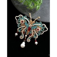 Trâm cài cao cấp tinh tế thời trang phong cách dân tộc thiết kế niche cổ điển phong cách Trung Quốc mới trâm cài bướm xanh cháy