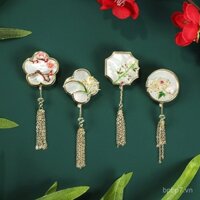 Trâm cài hình quạt tròn hoa mận tự nhiên cho phụ nữ, phong cách Trung Quốc, trâm cài cao cấp thanh lịch cho cheongsam